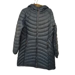 L.L.Bean Ultralight 850 Down Hooded Coat 3/4 Length Jacket Medium Mariner Blue
